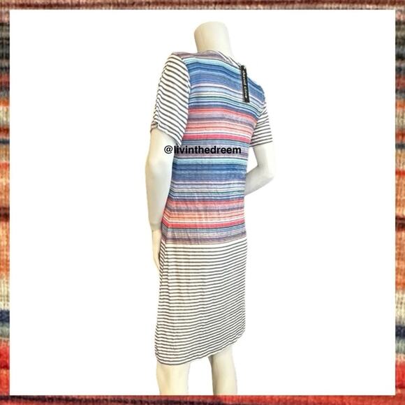 NWT David Cline V-Neck Short Sleeve T-Shirt Dress SZ Small Stripe $119 - Picture 5 of 14